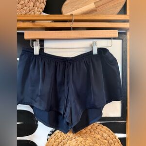 Brandy Melville Navy Blue Flowy Elastic Waist Shorts NWT One Size